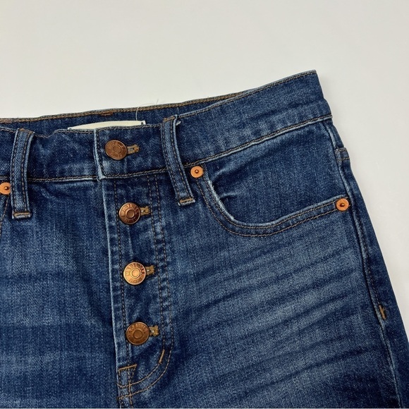 Madewell Dark Blue Wash Button Front Perfect Vintage Cropped Jeans - Picture 3 of 7